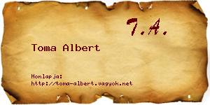 Toma Albert névjegykártya